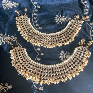 Pair of Gold Jeweled Bridal/Wedding/Party Anklets